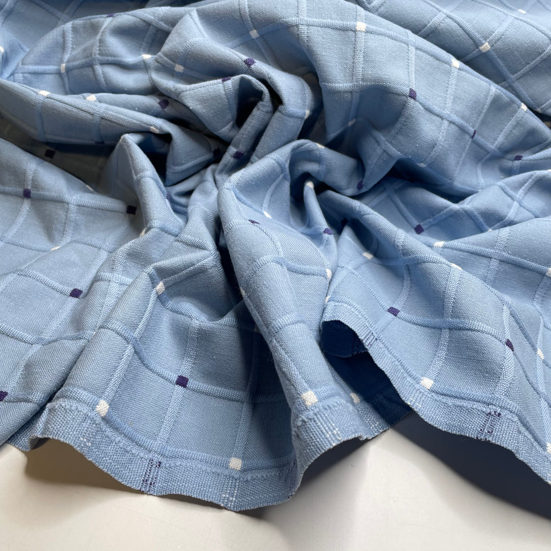 UB - Here Comes The Rain Again - Cotton/Poly Woven - Light Blue Windowpane - 0.95M Bundle