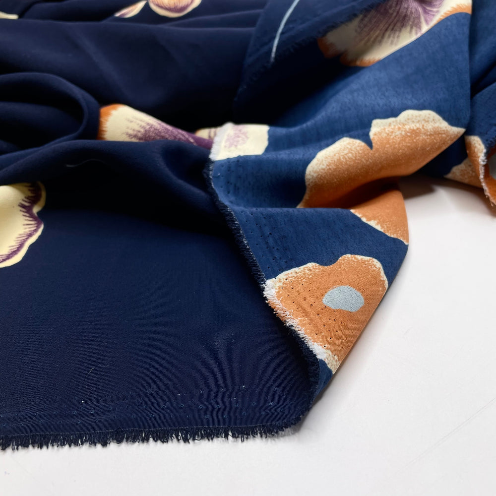 Flowers In Resin - Chiffon Poly Woven - Blue Multi Floral - 2.9M Bundle