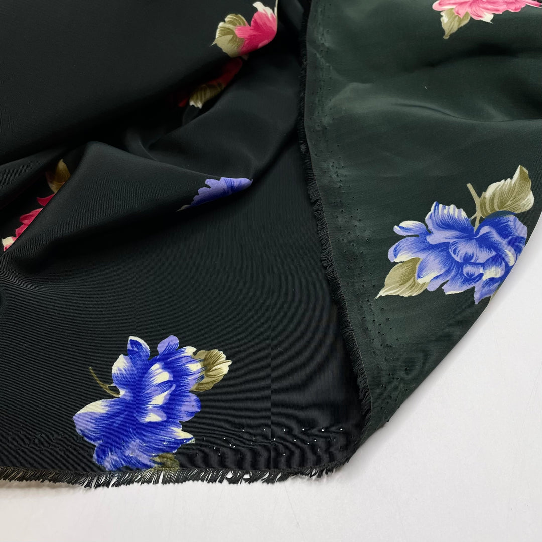 Something For My Love - Satin Poly Woven - Black Multi Floral - 2M Bundle