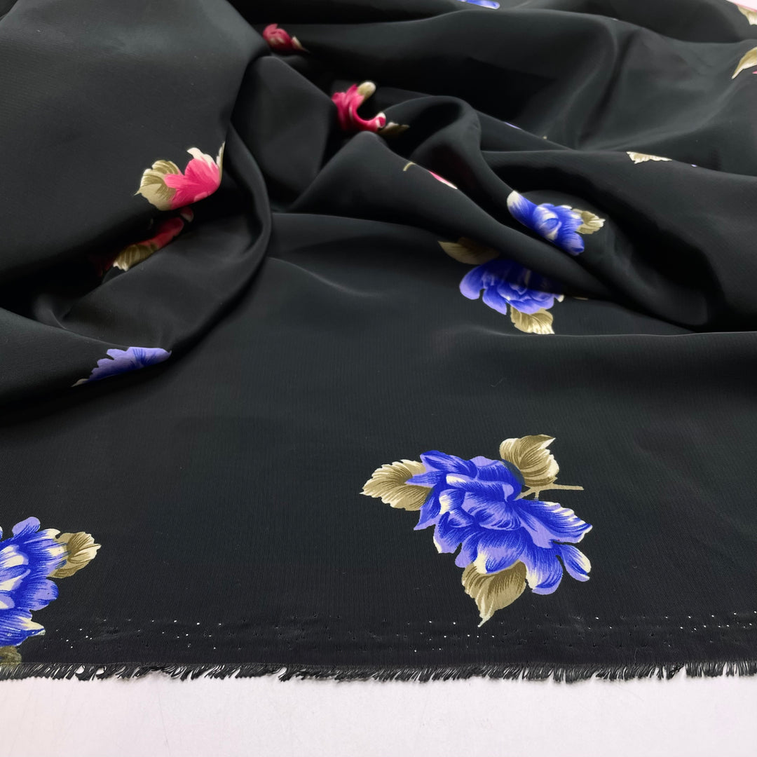 Something For My Love - Satin Poly Woven - Black Multi Floral - 2M Bundle