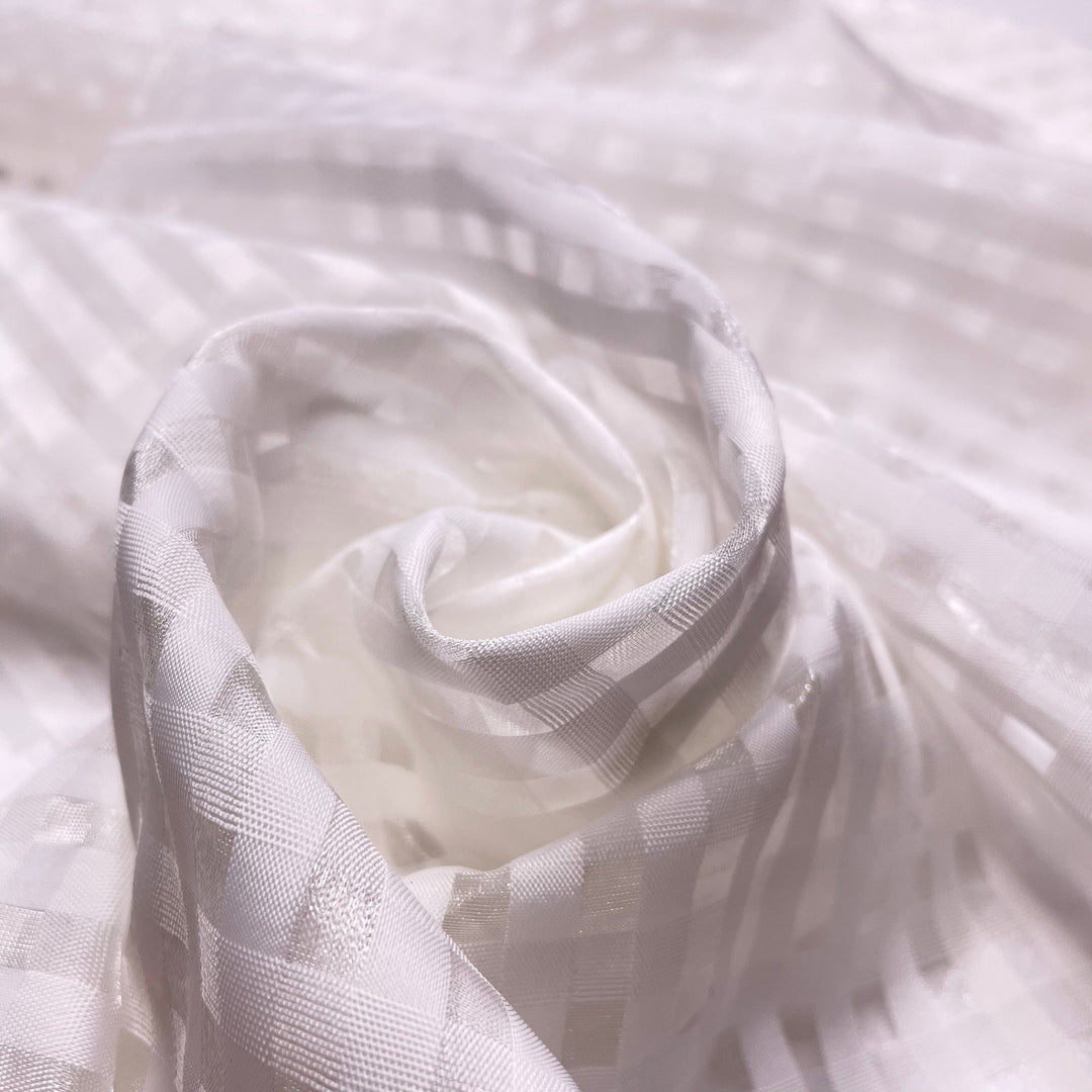 Seen At Centre Court - Polyester Blend Woven - White/Transparent Checked - 0.46M Bundle