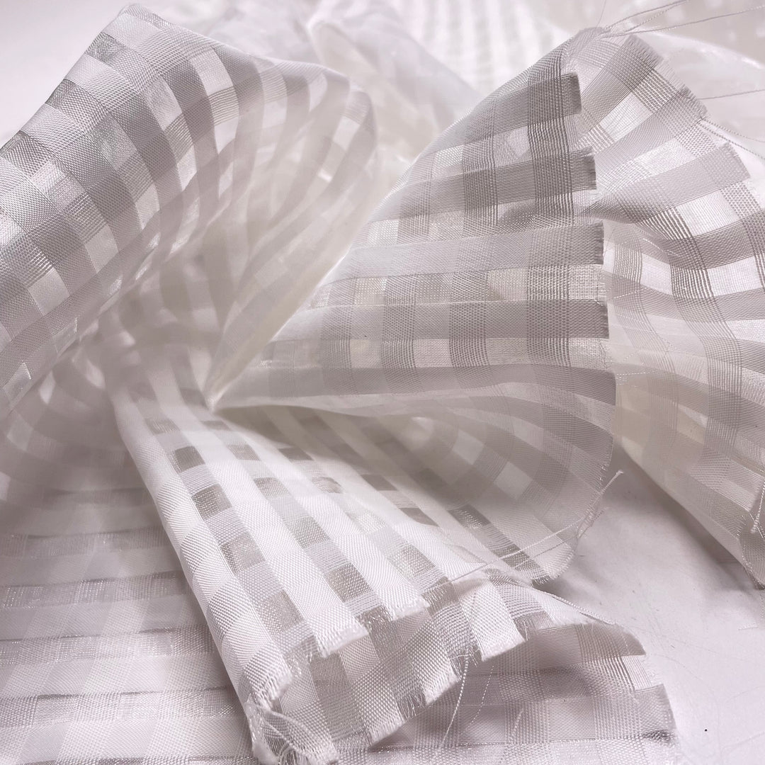 Seen At Centre Court - Polyester Blend Woven - White/Transparent Checked - 0.46M Bundle