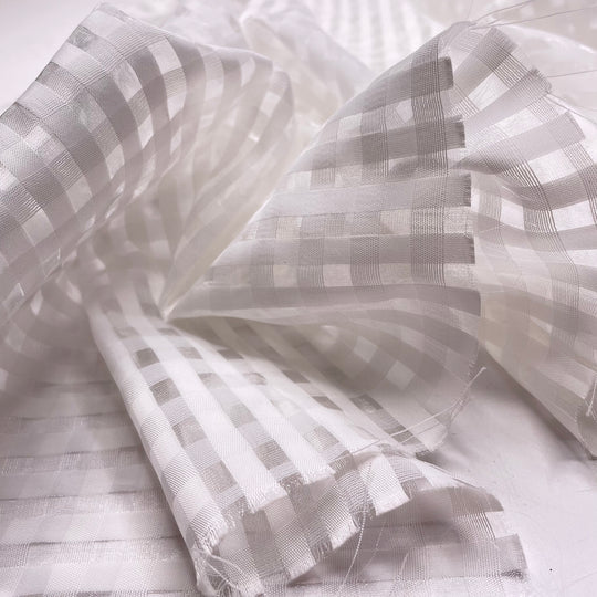 Seen At Centre Court - Polyester Blend Woven - White/Transparent Checked - 0.46M Bundle