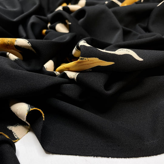 Flying With Golden Flowers - Sport Knit Poly Knit - Black/Yellow Floral - 3M Bundle