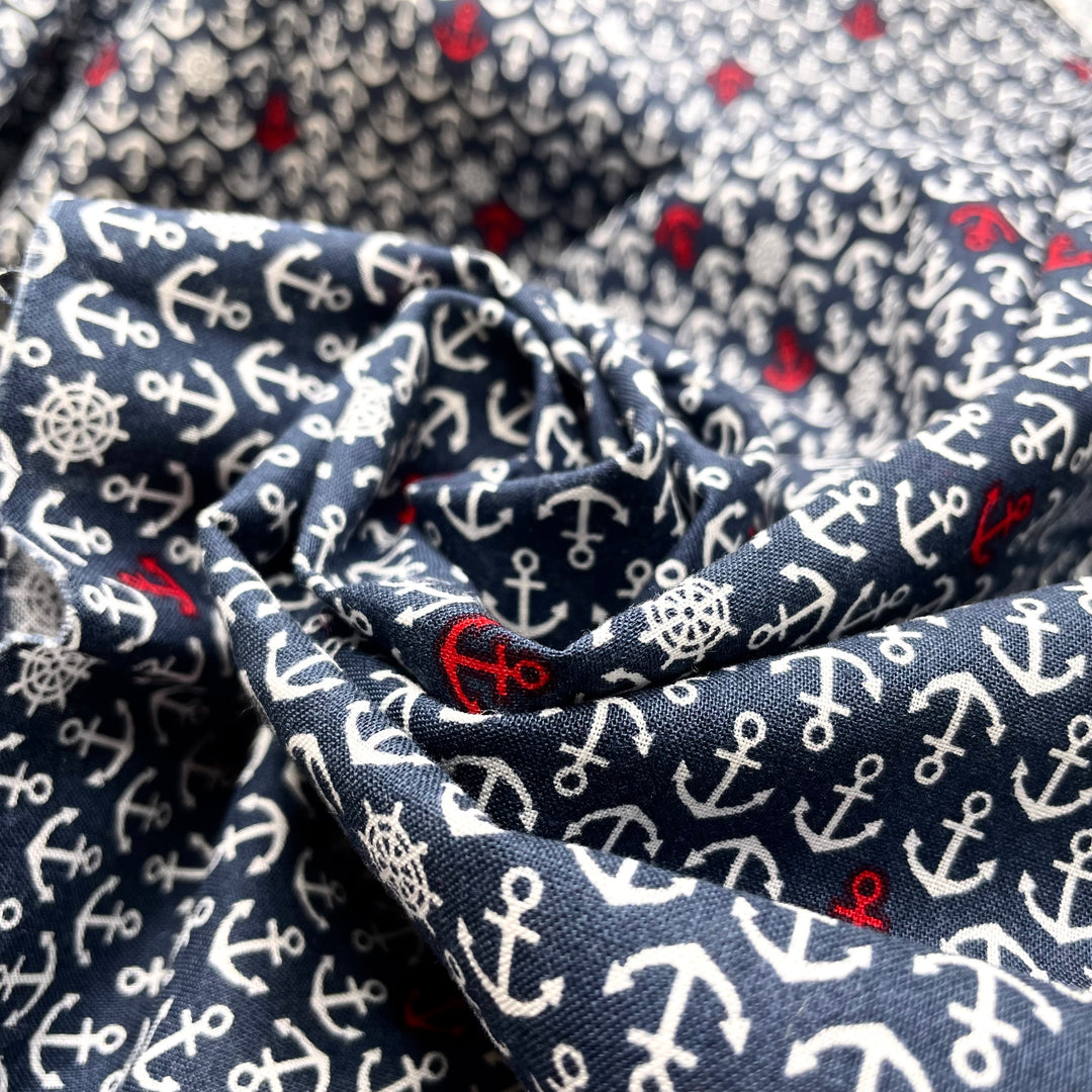 Lower The Anchors - Cotton Woven - Navy/White Anchors - 1.2M Bundle