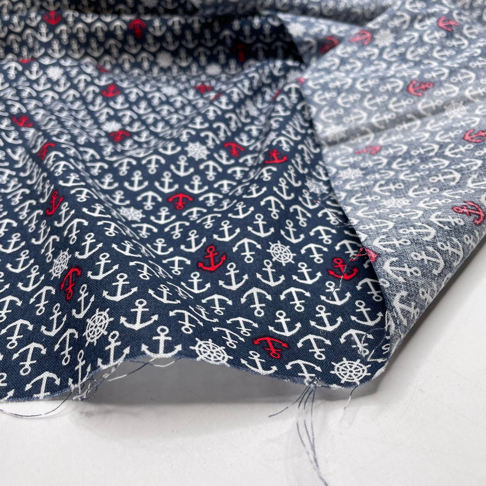 Lower The Anchors - Cotton Woven - Navy/White Anchors - 1.2M Bundle