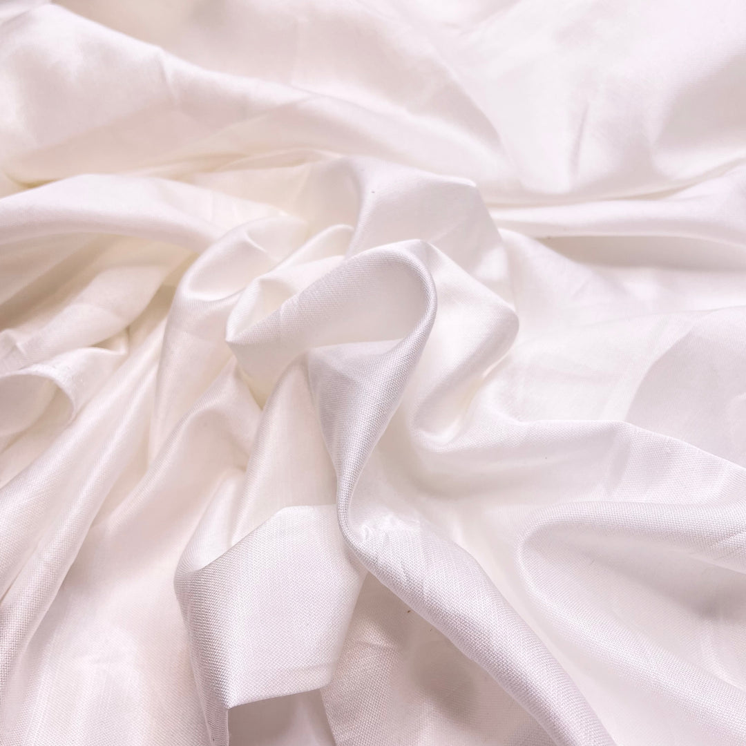 Biking Around The Sea Wall - Sateen Silk/Organic Cotton Woven - White - 1.8M Bundle