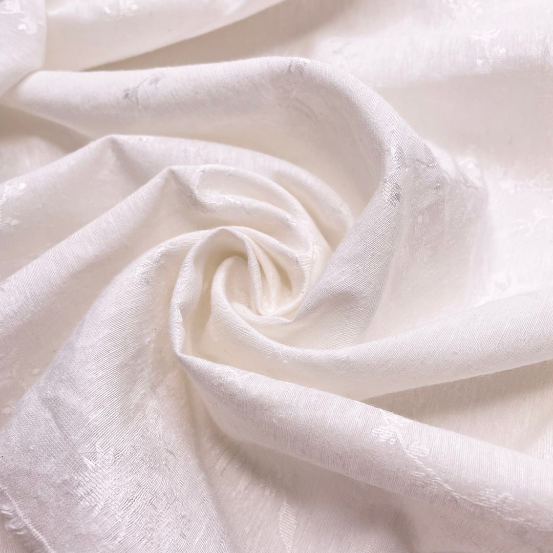 Christmas Lights On Lafarge Lake - Silk/Organic Cotton Woven - White Floral - 1.95M Bundle