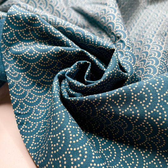 Afternoon Tea At The Empress - Cotton Woven - Blue/Beige Geometric - 1.95M Bundle