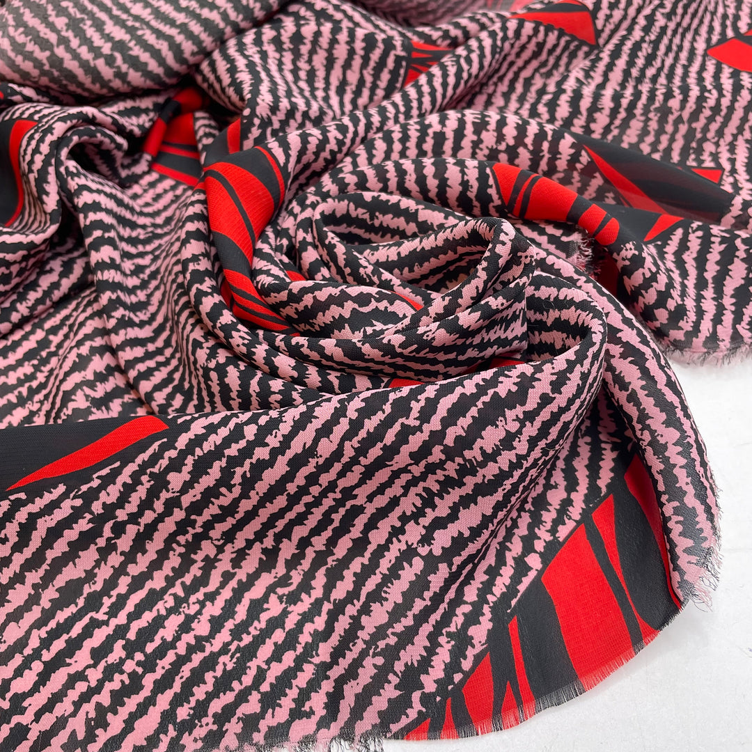 UB - Rubiks Cube - Chiffon Poly Woven - Pink Multi Geometric - 2.5M Bundle