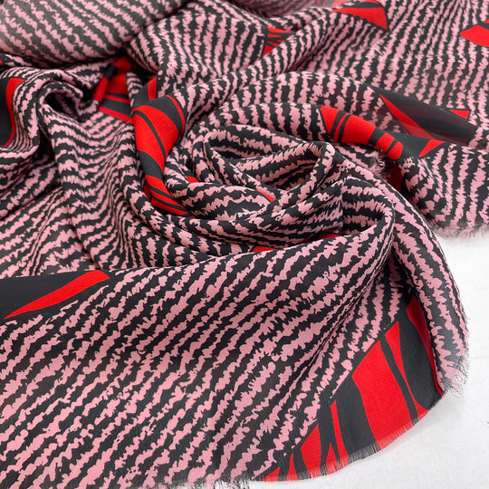 UB - Rubiks Cube - Chiffon Poly Woven - Pink Multi Geometric - 2.5M Bundle