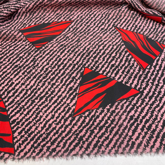 UB - Rubiks Cube - Chiffon Poly Woven - Pink Multi Geometric - 2.5M Bundle