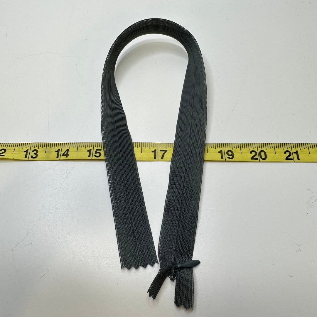 16.5" Invisible Zipper - Closed End - Dark Grey - True Deadstock supplies Fabric by private - Sustainable Textile | FABCYCLE