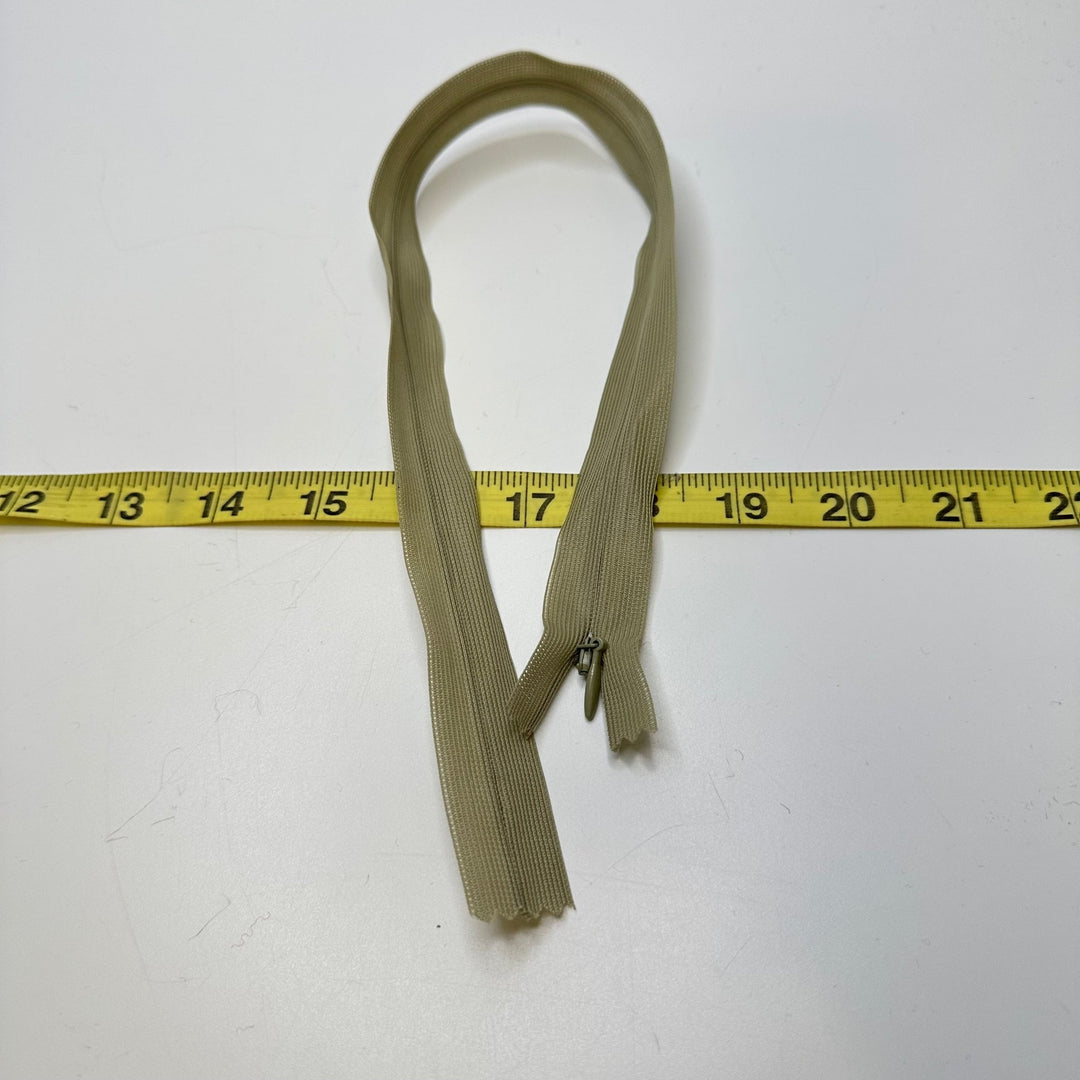 16.5" Invisible Zipper - Closed End - Light Green/Beige - True Deadstock supplies Fabric by private - Sustainable Textile | FABCYCLE