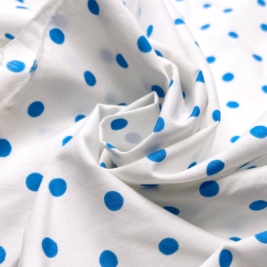 Elegance Outlives Everything - Cotton Woven - White/Blue - 1M Bundle