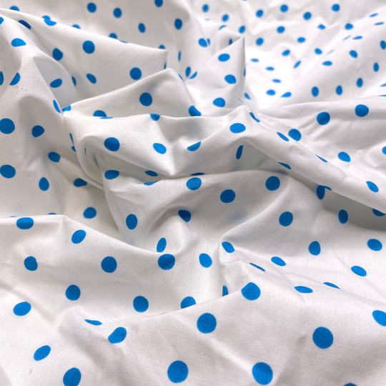 Elegance Outlives Everything - Cotton Woven - White/Blue - 1M Bundle