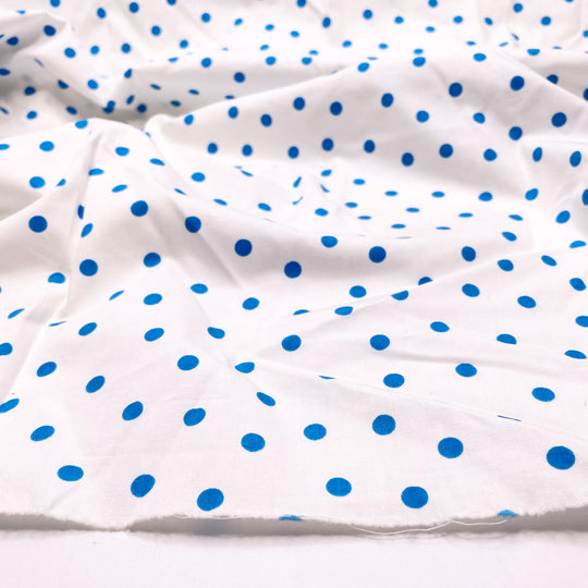 Elegance Outlives Everything - Cotton Woven - White/Blue - 1M Bundle