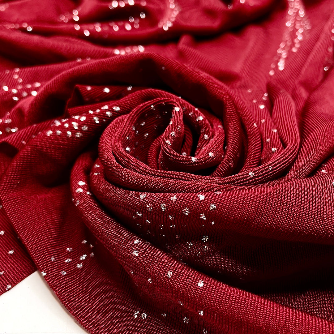 Va Va Voom - Glitter Jersey Poly Knit - Burgundy/Red - 3.58M Bundle