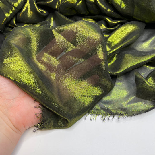 Gala Funk - Iridescent Chiffon Polyester Blend Woven - Green/Black - 3.5M Bundle