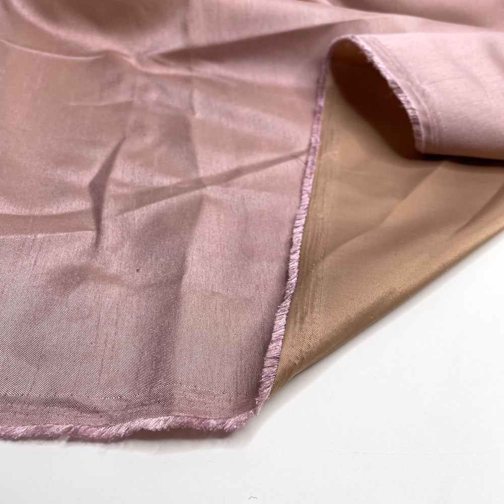 Lucy Parsons - Satin Weave On One Side Taffeta Double Cloth Weave Polyester Blend Woven - Pink/Beige - 0.9M Bundle