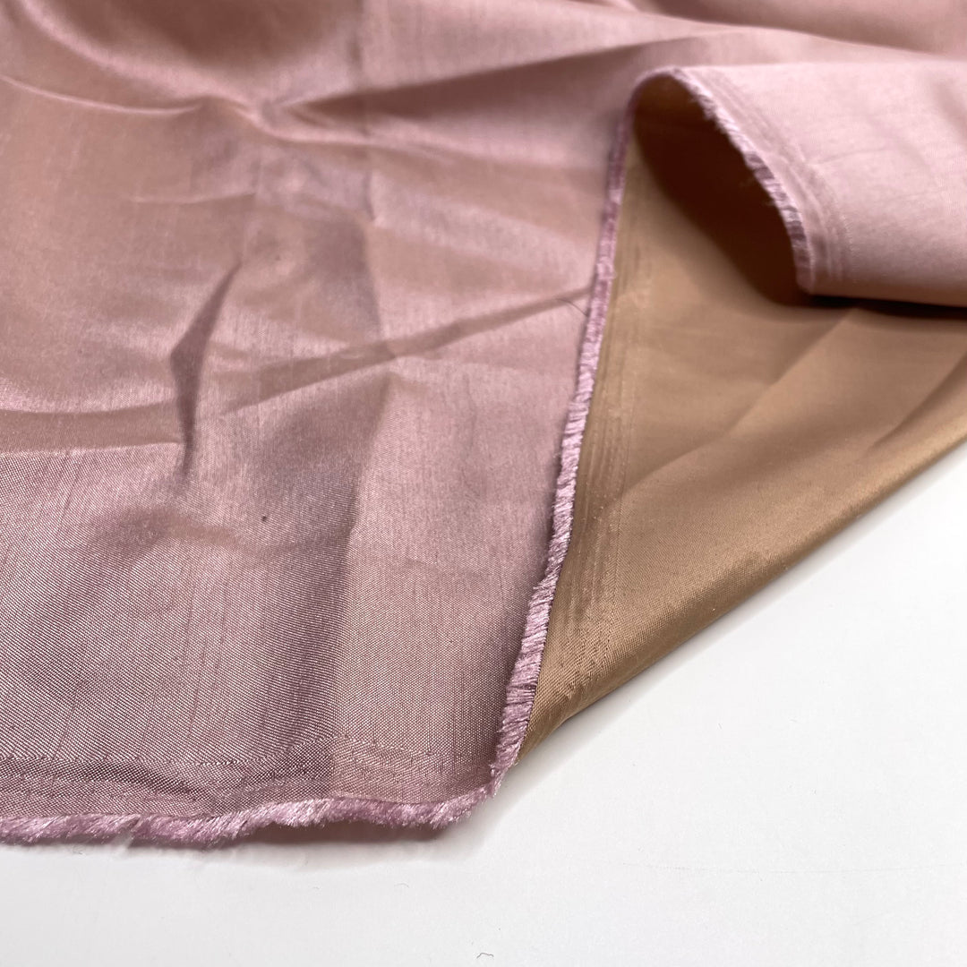 Lucy Parsons - Satin Weave On One Side Taffeta Double Cloth Weave Polyester Blend Woven - Pink/Beige - 0.9M Bundle