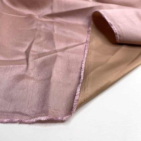 Lucy Parsons - Satin Weave On One Side Taffeta Double Cloth Weave Polyester Blend Woven - Pink/Beige - 0.9M Bundle