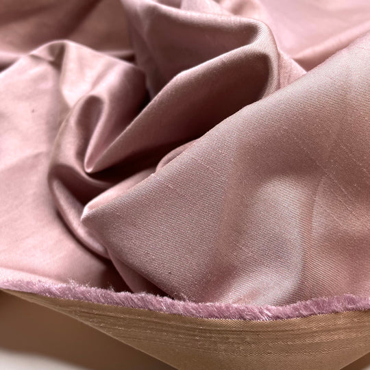Lucy Parsons - Satin Weave On One Side Taffeta Double Cloth Weave Polyester Blend Woven - Pink/Beige - 0.9M Bundle