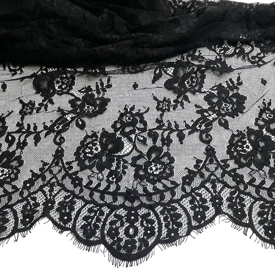 Aint Gonna Rain On Your Parade - Lace Poly Woven - Black Floral - 0.7M Bundle