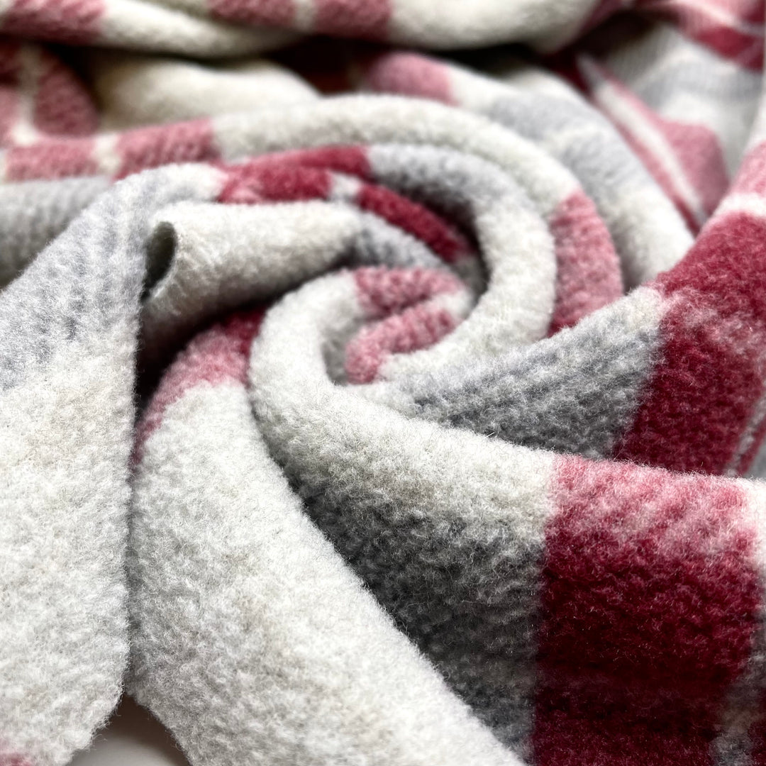 Fuzzy Feeling Inside - Super Soft Fleece Poly Knit - Red/Grey Plaid - 1.2M Bundle