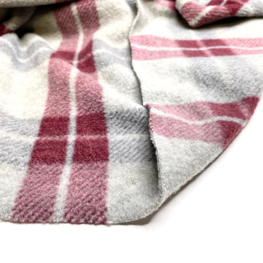 Fuzzy Feeling Inside - Super Soft Fleece Poly Knit - Red/Grey Plaid - 1.2M Bundle