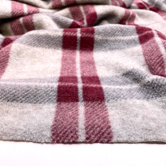 Fuzzy Feeling Inside - Super Soft Fleece Poly Knit - Red/Grey Plaid - 1.2M Bundle