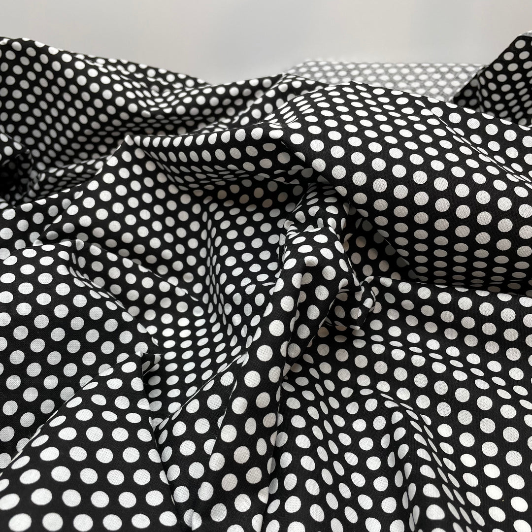 UB - Gothic Polka - Cotton Woven - Black/White Polka Dots - 2.5M Bundle