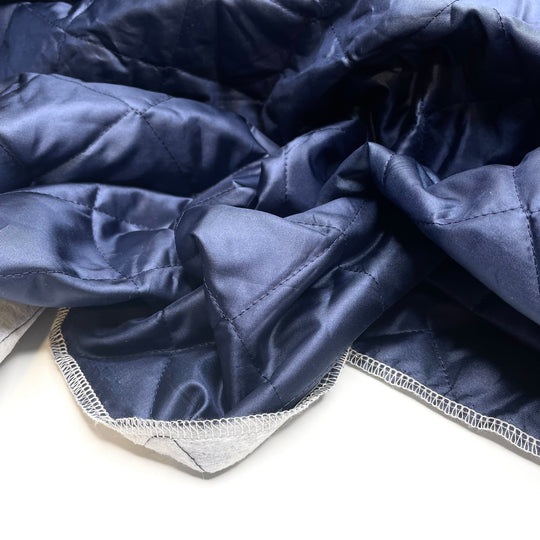Last Camping Weekend - Quilted Satin Poly Woven - Navy/White - 2.5M Bundle