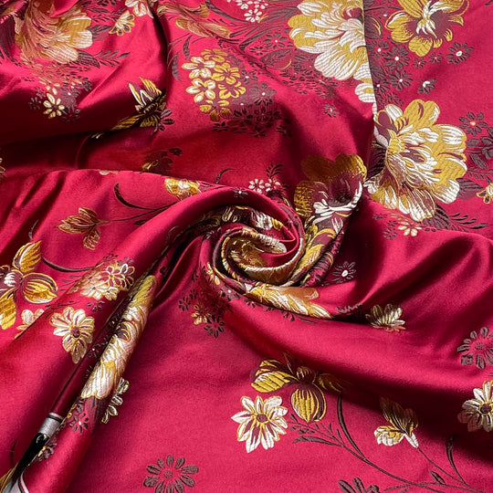 Gilded Boquet - Natural Blend Woven - Red Multi Floral - 2.7M Bundle