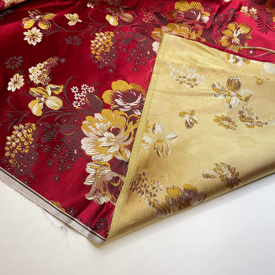 Gilded Boquet - Natural Blend Woven - Red Multi Floral - 2.7M Bundle