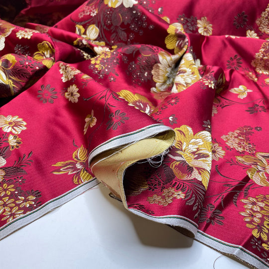 Gilded Boquet - Natural Blend Woven - Red Multi Floral - 2.7M Bundle