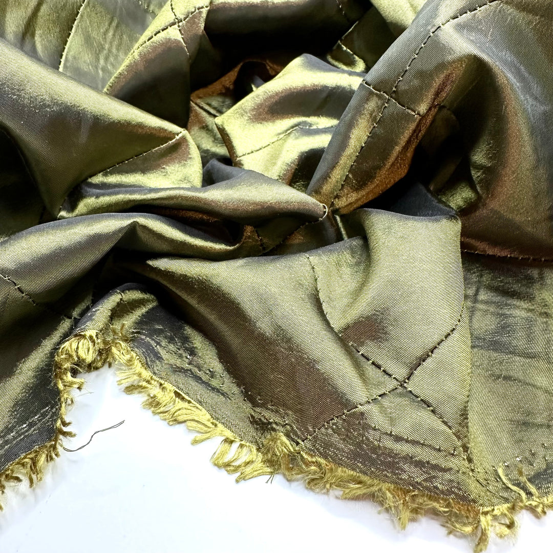 Finders Keepers - Sewn To Look Quilted Sateen Poly Woven - Green/Yellow - Bundles