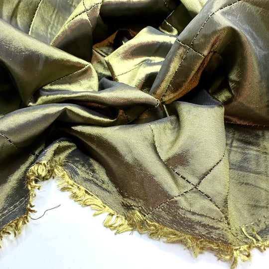 Finders Keepers - Sewn To Look Quilted Sateen Poly Woven - Green/Yellow - Bundles