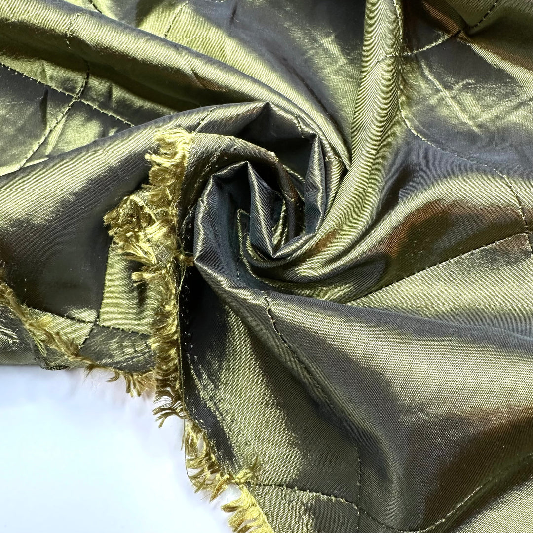 Finders Keepers - Sewn To Look Quilted Sateen Poly Woven - Green/Yellow - Bundles