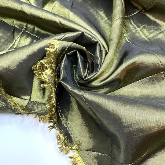 Finders Keepers - Sewn To Look Quilted Sateen Poly Woven - Green/Yellow - Bundles