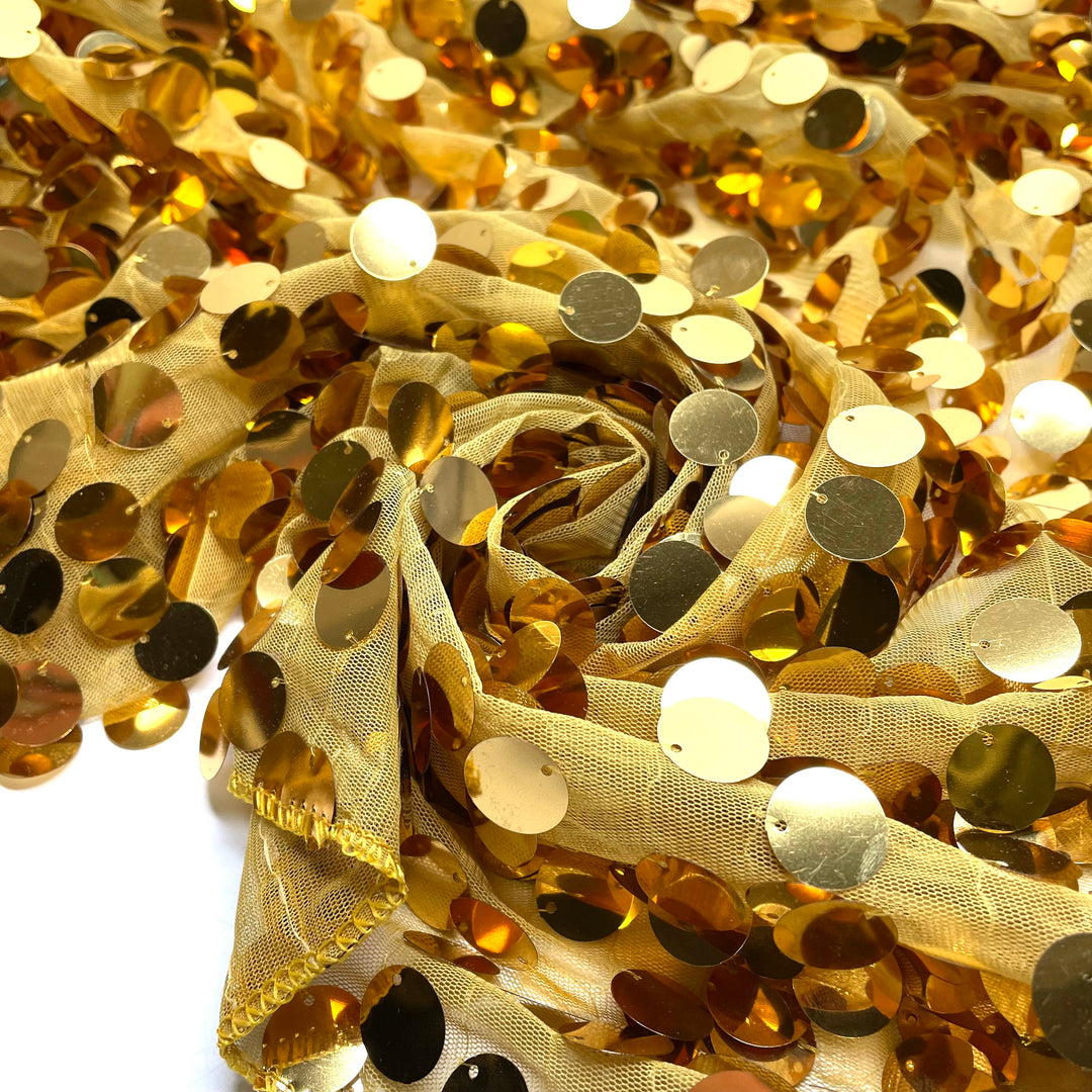 What The Magpie Stole - Sequin Mesh Poly Knit - Gold - 2.4M Bundle
