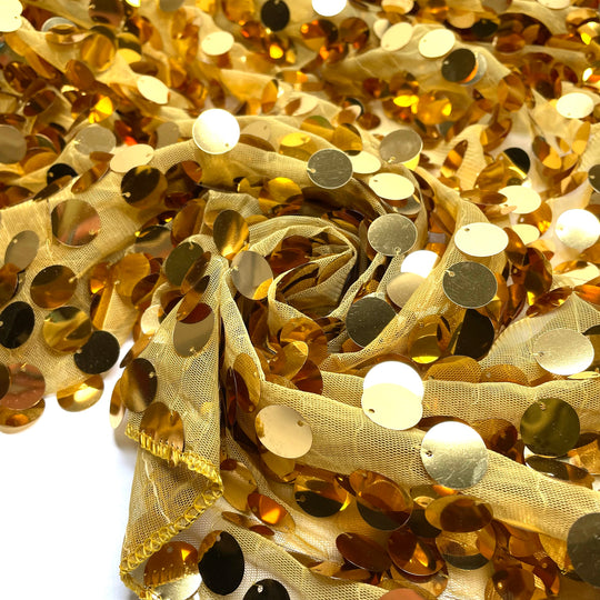 What The Magpie Stole - Sequin Mesh Poly Knit - Gold - 2.4M Bundle