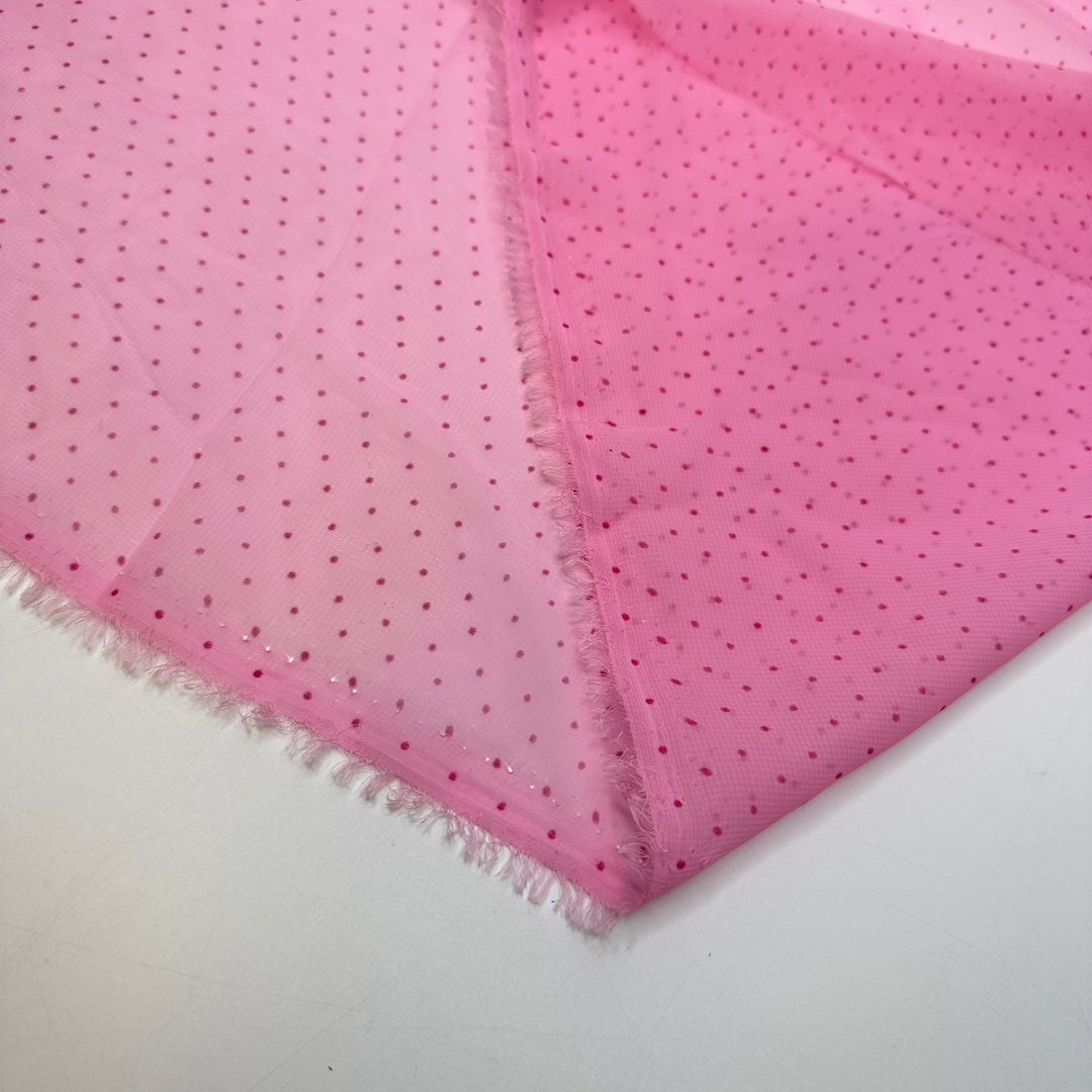 Pink Panther - Chiffon Nylon Woven - Pink Polka Dots - 4.9M Bundle