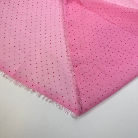 Pink Panther - Chiffon Nylon Woven - Pink Polka Dots - 4.9M Bundle