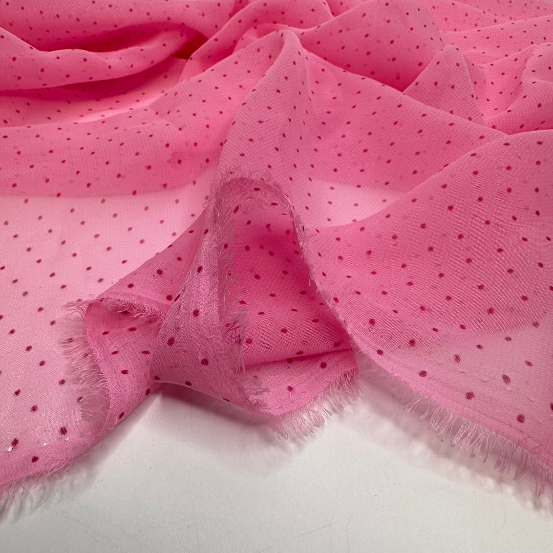 Pink Panther - Chiffon Nylon Woven - Pink Polka Dots - 4.9M Bundle