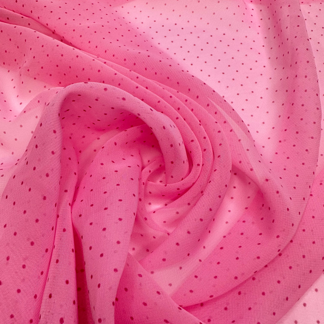 Pink Panther - Chiffon Nylon Woven - Pink Polka Dots - 4.9M Bundle