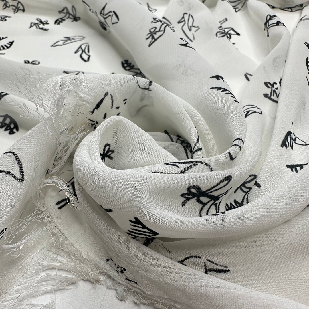 Walk A Mile In These Shoes - Chiffon Poly Woven - White/Black Shoes - 2.7M Bundle