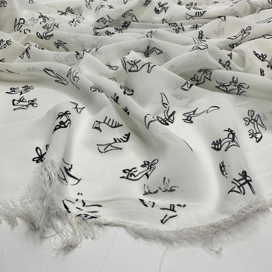 Walk A Mile In These Shoes - Chiffon Poly Woven - White/Black Shoes - 2.7M Bundle