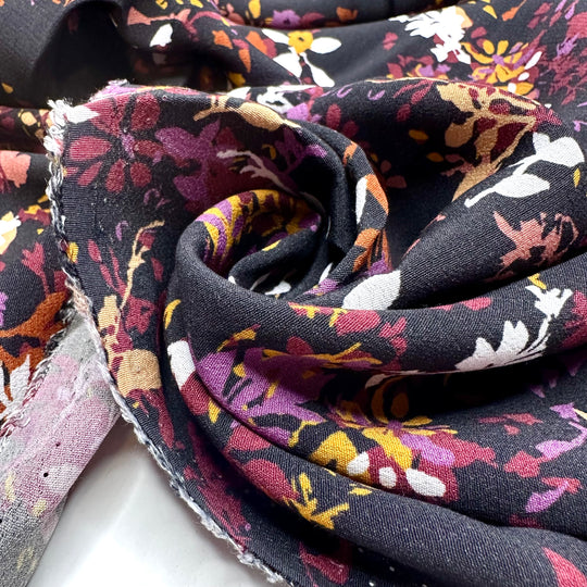 Fully Fall - Chiffon Cotton Woven - Black Multi Floral - 4M Bundle