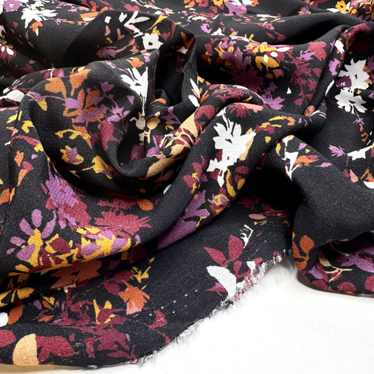 Fully Fall - Chiffon Cotton Woven - Black Multi Floral - 4M Bundle